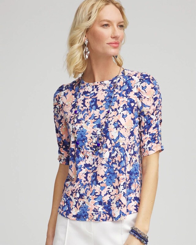 Touch of Cool Ruched Sleeve Tee